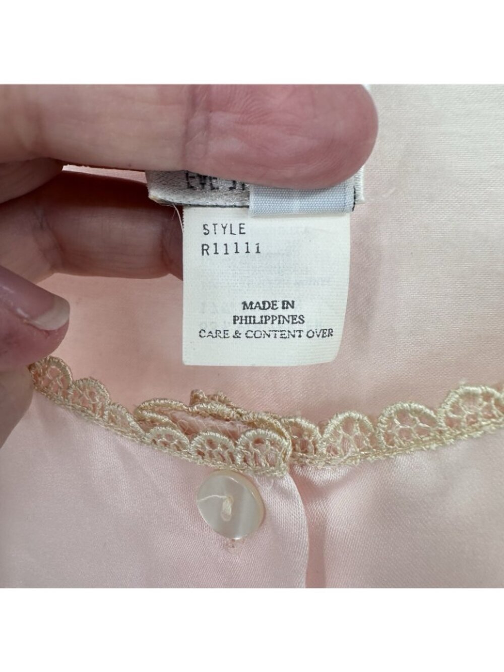 vintage EVE STILLMAN satin pink robe housedress LARGE cottagecore lounge lace - Picture 10 of 11